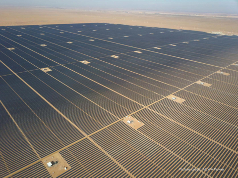 Sakaka Solar Plant in Saudi Arabia featuring Nextracker's NX Horizon smart solar tracker. (Photo Nextracker)
